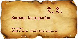 Kontor Krisztofer névjegykártya